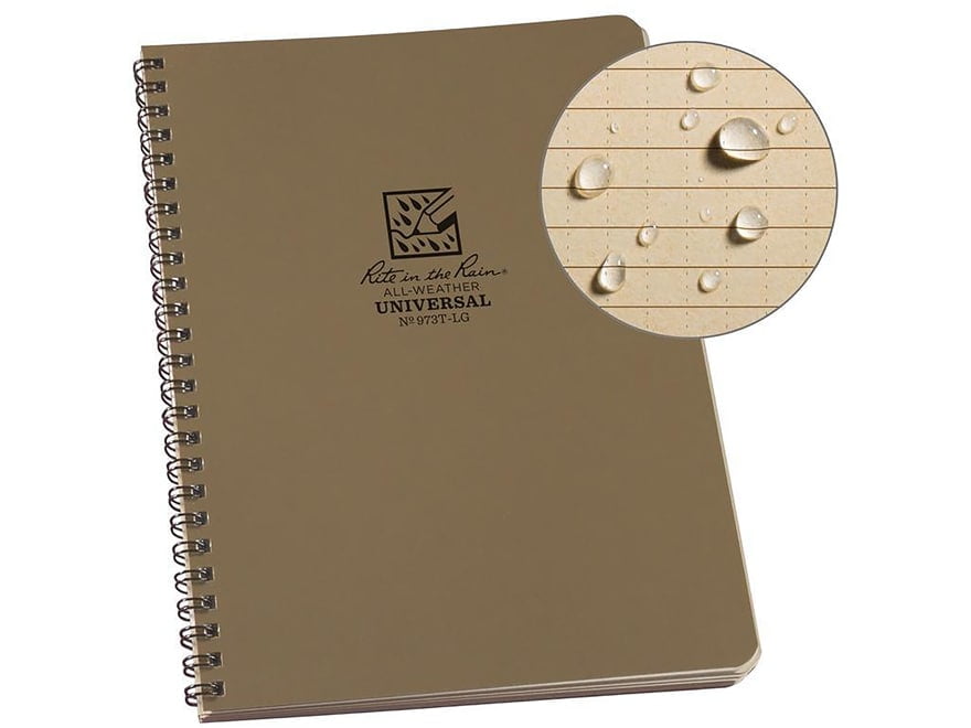 Rite in the Rain 6.625"x8.5" Side Spiral All-Weather Notebook Tan