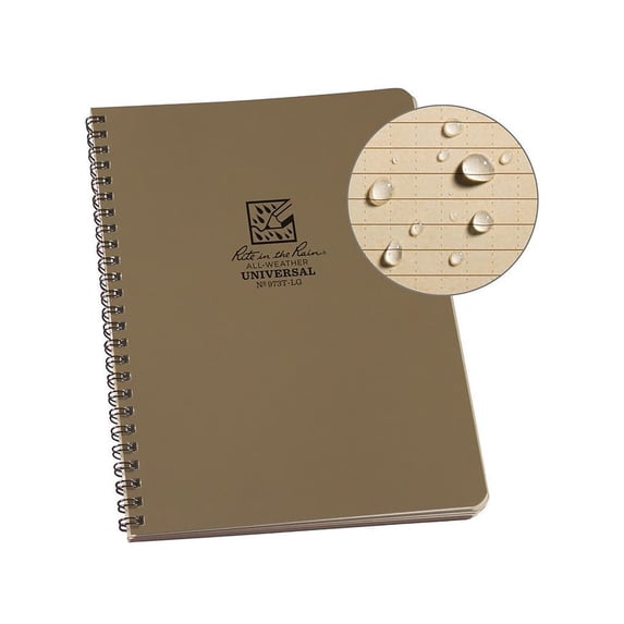 Rite in the Rain 6.625"x8.5" Side Spiral All-Weather Notebook Tan