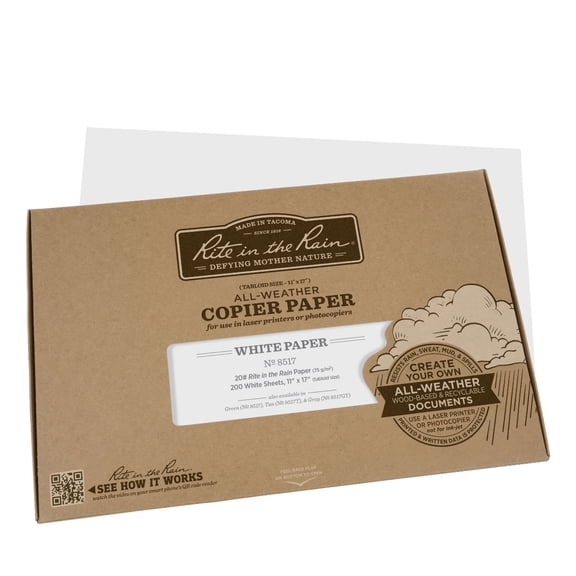 Rite in the Rain 8517 200 Sheet 11" x 17" White All-Weather Copier Paper