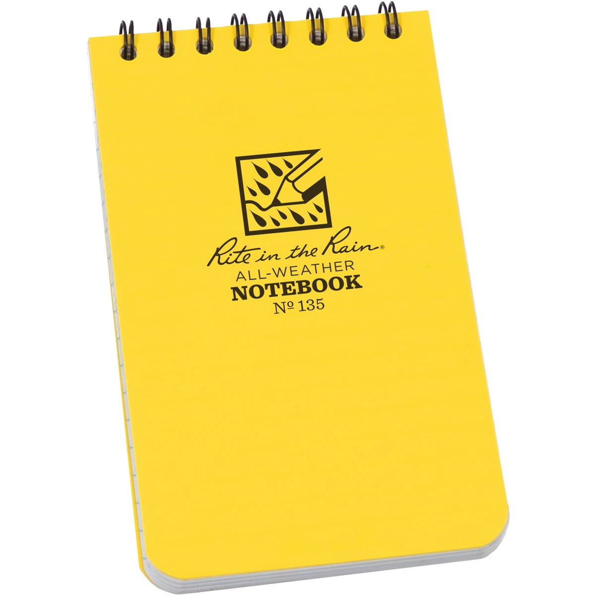 Rite in the Rain All-Weather Top-Spiral Notebook, 3" x 5", Yellow Cover, Universal Pattern, 3 Pack No. 135-3