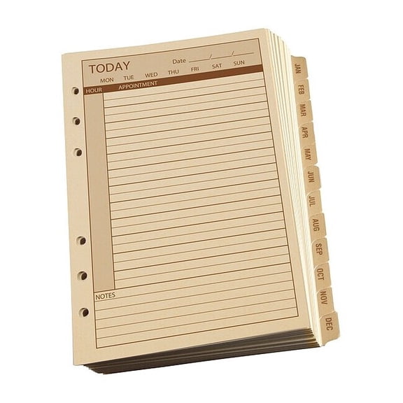 4-5/8" x 7" Planner Calendar Pages, Tan 9260D