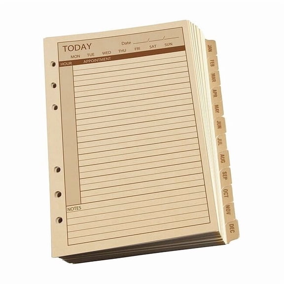 4-5/8" x 7" Planner Calendar Pages, Tan 9260D