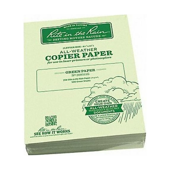 Rite in the Rain Waterproof Laser Paper,20 lb,PK500 208511G