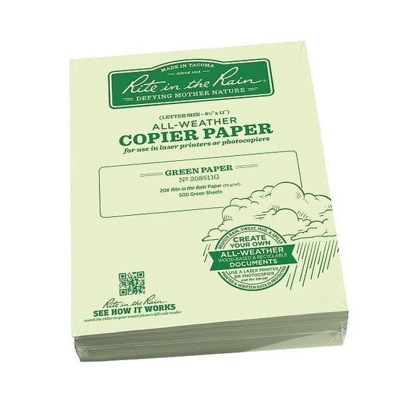 Rite in the Rain Waterproof Laser Paper,20 lb,PK500 208511G