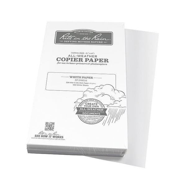 Rite in the Rain Waterproof Laser Paper,20 lb,PK500 208514