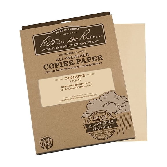 Rite in the Rain Copier Paper,8.5x11in,Tan,PK200 9511T