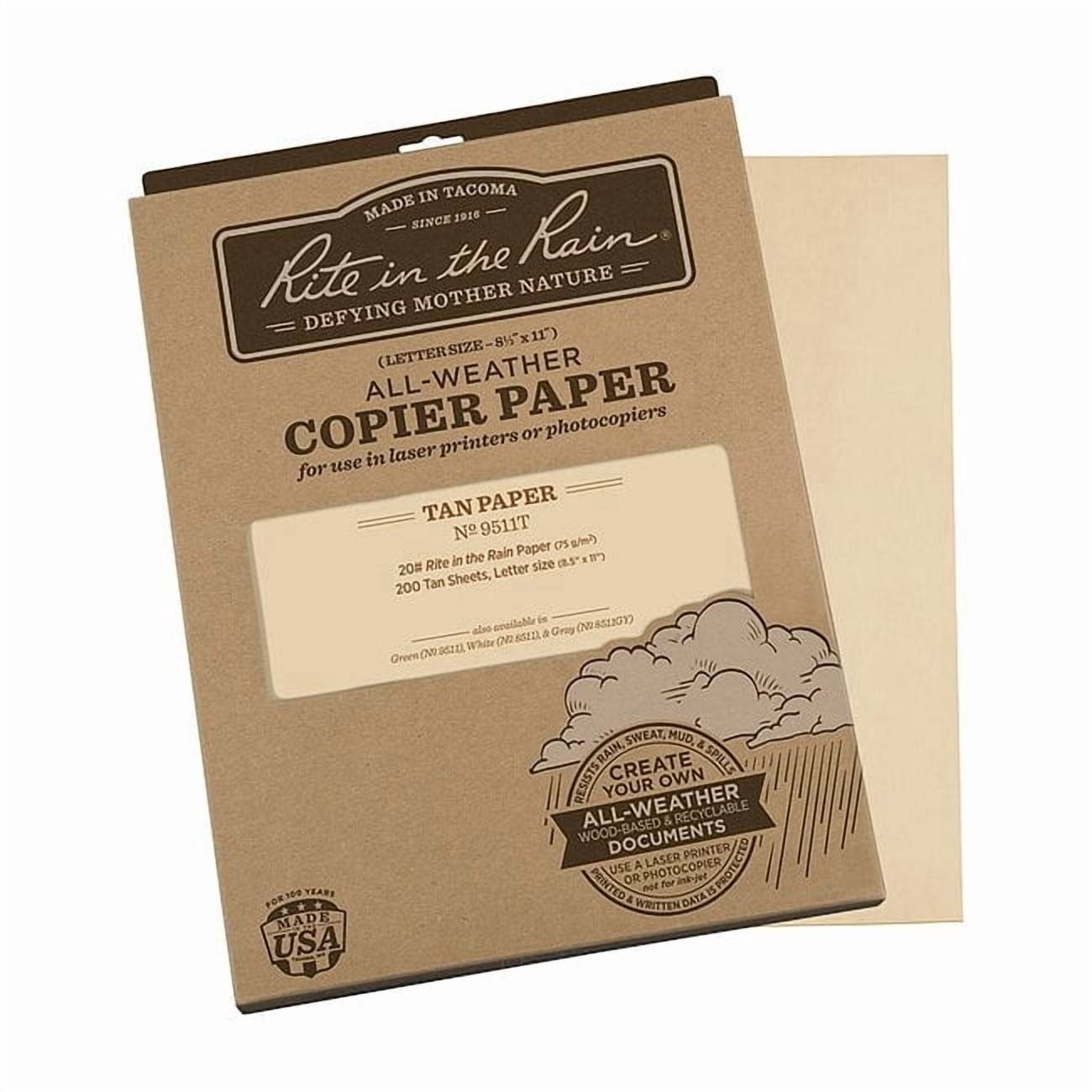 Rite in the Rain Copier Paper,8.5x11in,Tan,PK200 9511T
