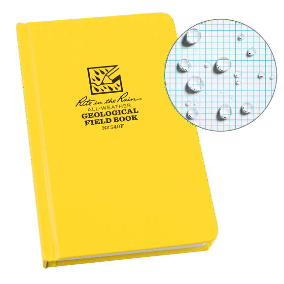 Rite in the Rain Weatherproof Hard Cover Notebook, 4.75" x 7.5", Yellow Cover, Geological Pattern (No. 540F)