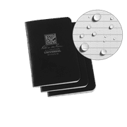 Rite in the Rain Weatherproof Mini Stapled Notebook, 3.25" x 4.625", Black Cover, Universal Pattern, 3 Pack (No. 771FX-M)