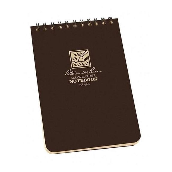 Rite in the Rain Weatherproof Notebook, 4" x 6" Universal Page Pattern Weatherproof Notepad, Brown Cover (No. 446)