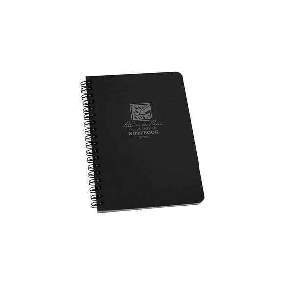 Rite in the Rain Weatherproof Side Spiral Notebook, 4.625" x 7", Black Cover, Universal Pattern (No. 773)