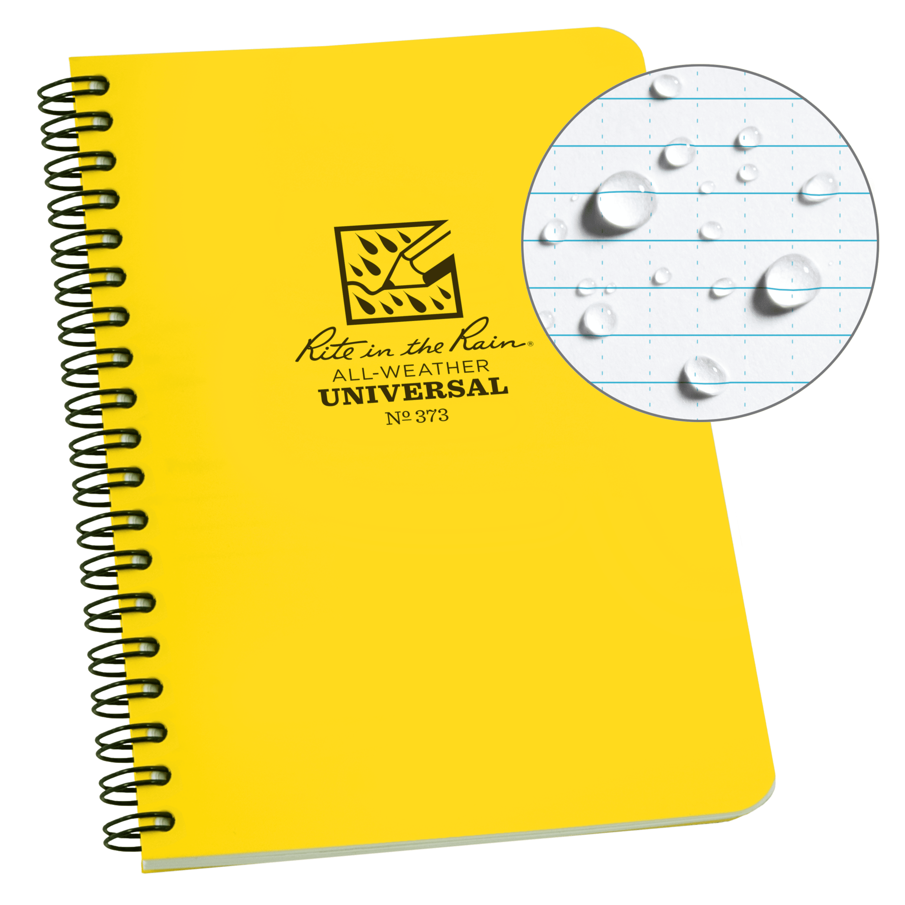Rite in the Rain Weatherproof Side Spiral Notebook, 4.625" x 7", Yellow Cover, Universal Pattern (No. 373)