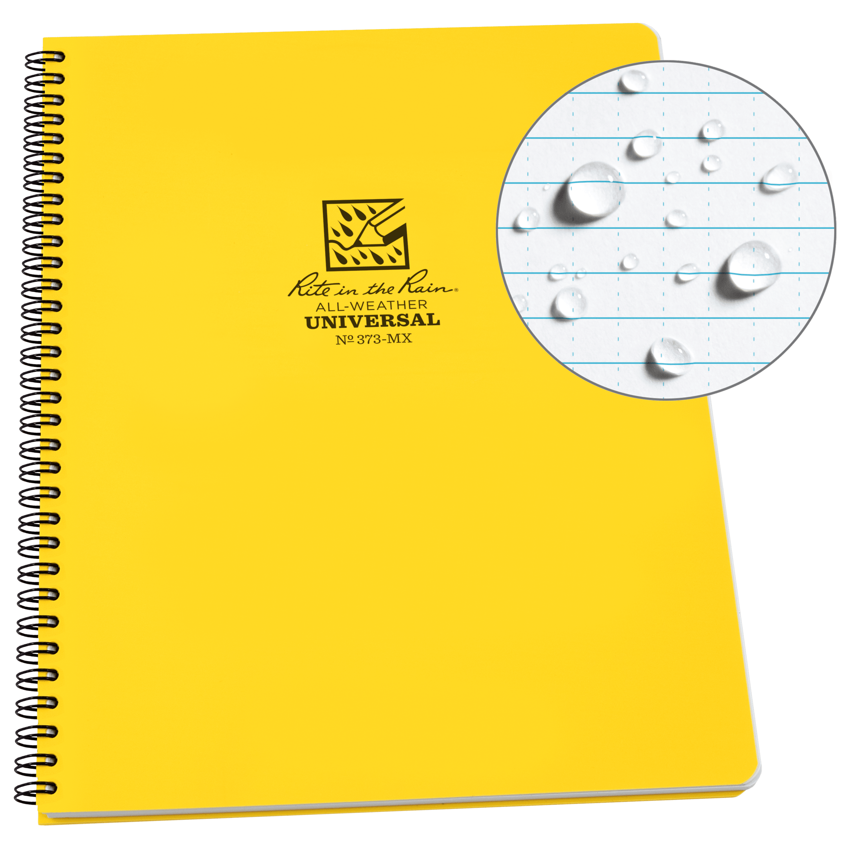 Rite in the Rain Weatherproof Side Spiral Notebook, 8.5" x 11", Yellow Cover, Universal Page Pattern (No. 373-MX)