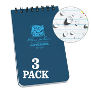 Rite in the Rain Weatherproof Top Spiral Notebook, 3" x 5", Blue Cover, Universal Pattern, 3 Pack No. 235-3