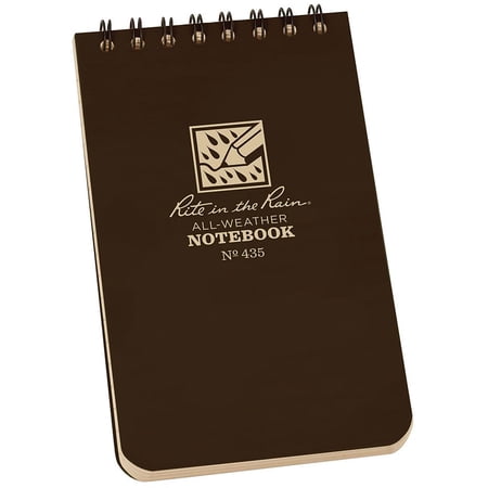 Rite in the Rain Weatherproof Top Spiral Notebook, 3" x 5", Brown Cover, Universal Pattern (No. 435)