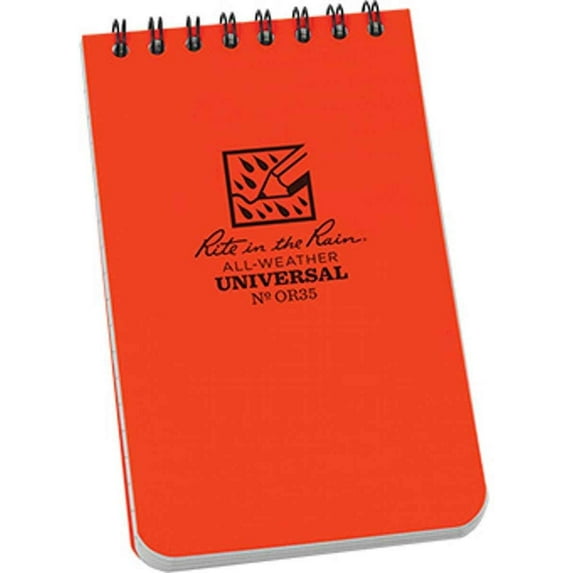 Rite in the Rain Weatherproof Top-Spiral Notebook - Universal Pattern - 3" x 5", Orange
