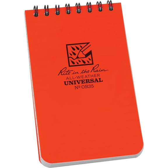 Rite in the Rain Weatherproof Top-Spiral Notebook - Universal Pattern - 3" x 5", Orange