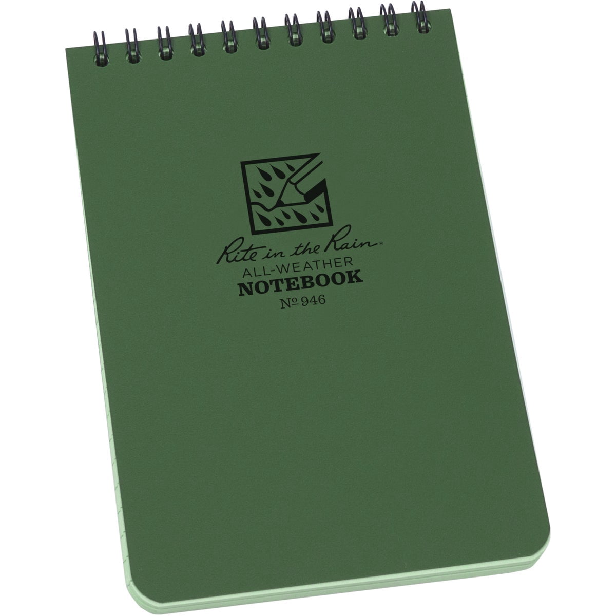 Rite in the Rain Weatherproof Top Spiral Notebook, 4" x 6", Green Cover, Universal Pattern, 6 Pack No. 946L6