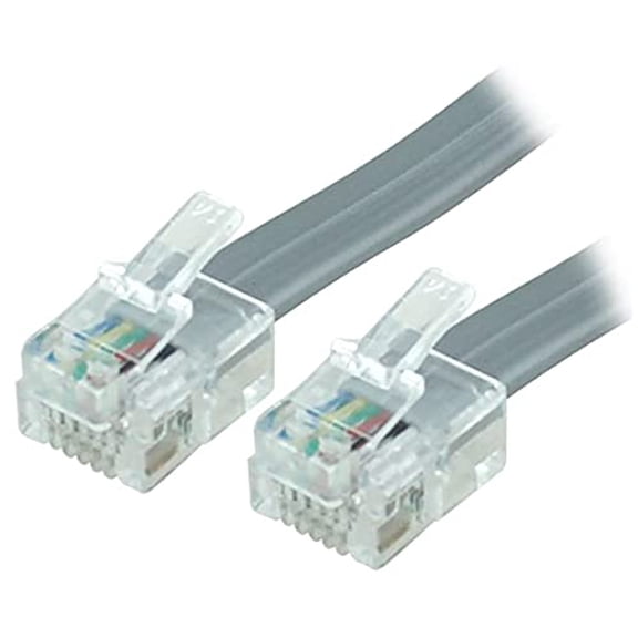 RiteAV - 0.33 Feet (4 Inches) RJ12/M to RJ12/M 6P6C Straight for Data Phone Line Cord - Gray