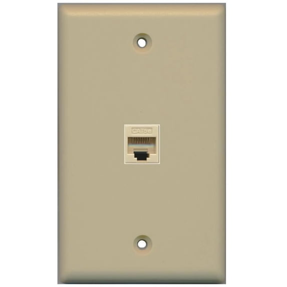 RiteAV 1 Gang 1 Port Cat5e Wall Plate - Ivory