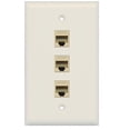 thumbnail image 1 of RiteAV 1 Gang Cat6 Wall Plate - Light Almond 3 Port, 1 of 1