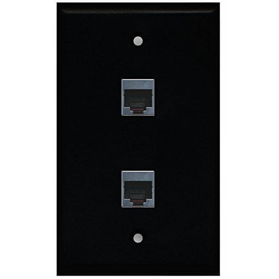 RiteAV (1 Gang Flat 2 Port Cat5e Shielded Wall Plate Black