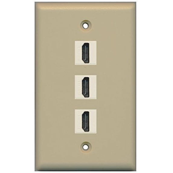 RiteAV (1 Gang Flat 3 HDMI Ivory Wall Plate Ivory