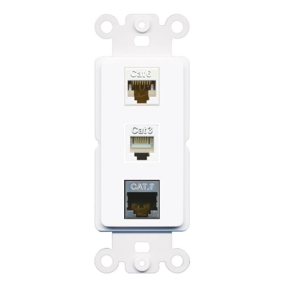 RiteAV 1 Port CAT6 CAT7 Phone Coupler Jack Insert Rocker Module Female-Female for Decorative Wall Cover Face Plate [White]