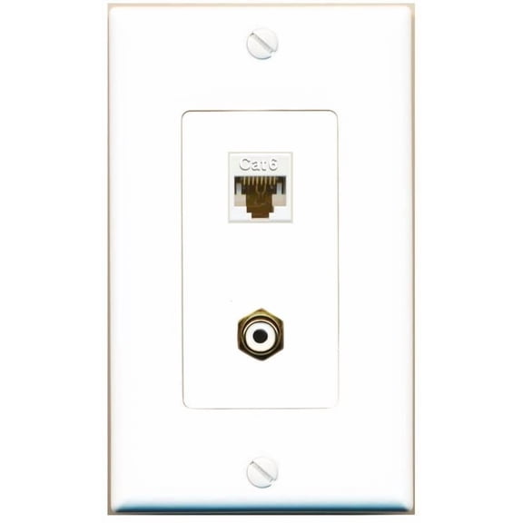 RiteAV 1 Port CAT6 RCA-White Jack Coupler Female-Female Wall Plate [White]