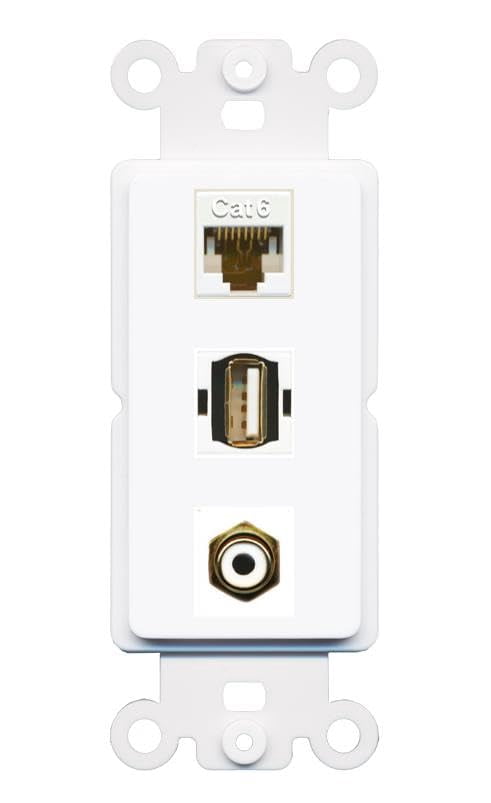 NEWLINK Placca Frontale RJ45 Cat6 Monoblocco, Bianca