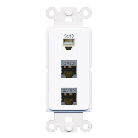 RiteAV 1 Port CAT6-SHIELDED CAT6A Phone Coupler Jack Insert Rocker Module Female-Female for Decorative Wall Cover Face Plate [White]