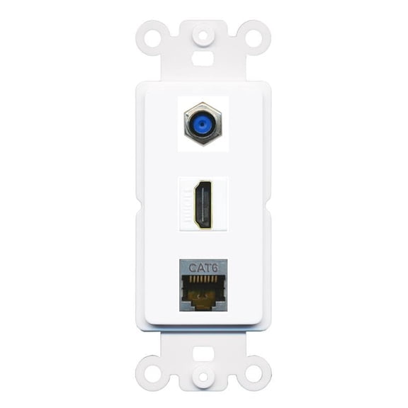 RiteAV 1 Port CAT6-SHIELDED F81 HDMI Coupler Jack Insert Rocker Module Female-Female for Decorative Wall Cover Face Plate [White]