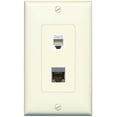 thumbnail image 1 of RiteAV 1 Port CAT6A 1 Phone Jack Coupler Female-Female Decorative Wall Plate [Light-Almond], 1 of 1