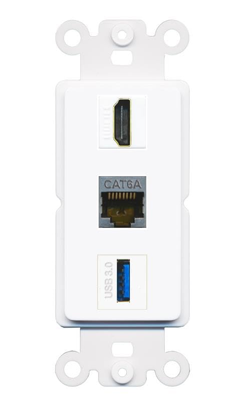 Jack Rocker Application RiteAV 1 Port CAT6A HDMI USB-3 Coupler Jack Insert Rocker Module Female ...