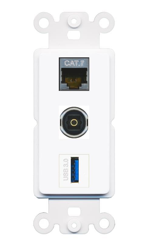 Toslink Module RiteAV 1 Port CAT7 TOSLINK USB-3 Coupler Jack Insert Rocker Module ...