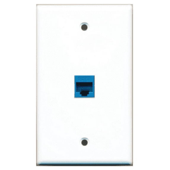 RiteAV - 1 Port Cat6 Ethernet Blue Punch Down Jack Wall Plate, Cat5, 5E and Cat6 Compatible, Supports T568A/568B Wiring - 1 Pack