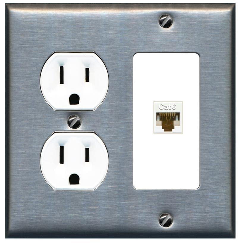 RiteAV 1 Port Cat6 Ethernet Wall Plate Female-Female - Round Outlet ...