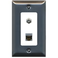 thumbnail image 1 of RiteAV 1 Port Cat6-Shielded Ethernet Coax Jack Wall Plate - 1 Gang [Brushed-Nickel/White], 1 of 1
