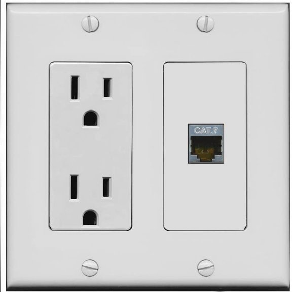 RiteAV 1 Port Cat7 Shielded Ethernet Wall Plate - Outlet [Gray/Gray]