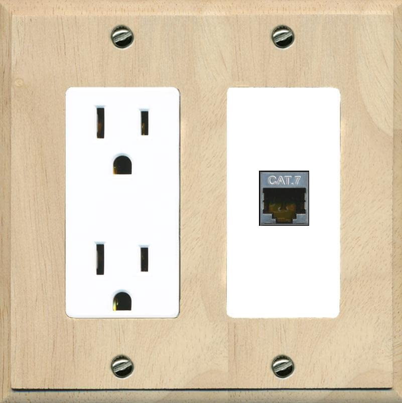 RiteAV 1 Port Cat7 Shielded Ethernet Wall Plate - Outlet [Wood/White ...