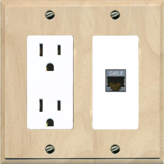 RiteAV 1 Port Cat7 Shielded Ethernet Wall Plate - Outlet [Wood/White ...