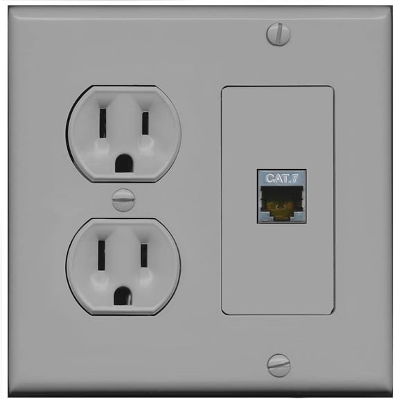RiteAV 1 Port Cat7 Shielded Ethernet Wall Plate - Round Outlet [Gray/Gray]