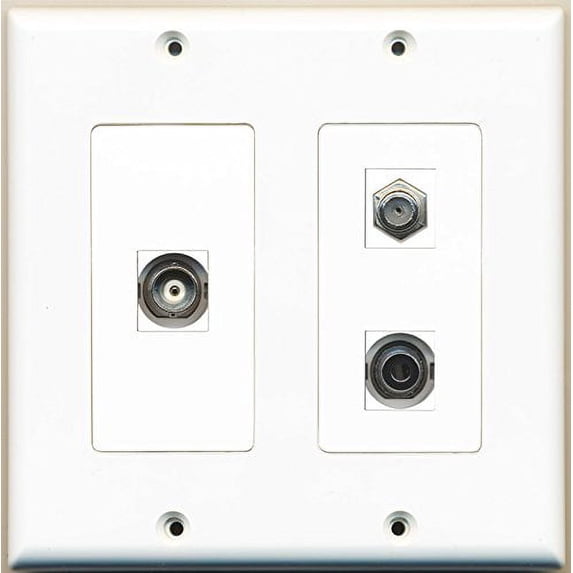 RiteAV - 1 Port Coax Cable TV- F-Type 1 Port 3.5mm 1 Port BNC - 2 Gang Wall Plate
