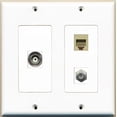 thumbnail image 1 of RiteAV - 1 Port Coax Cable TV- F-Type 1 Port Phone RJ11 RJ12 Beige 1 Port BNC - 2 Gang Wall Plate, 1 of 1