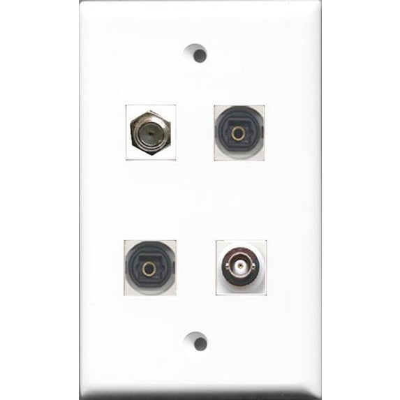 RiteAV 1 Port Coax Cable TV- F-Type 2 Port Toslink and 1 Port BNC Wall Plate