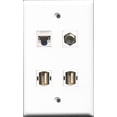 thumbnail image 1 of RiteAV - 1 Port Coax Cable TV- F-Type 2 Port USB A-A and 1 Port Cat5e Ethernet White Wall Plate, 1 of 1