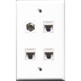 thumbnail image 1 of RiteAV 1 Port Coax Cable TV- F-Type 3 Port Cat5e Ethernet White Wall Plate, 1 of 1