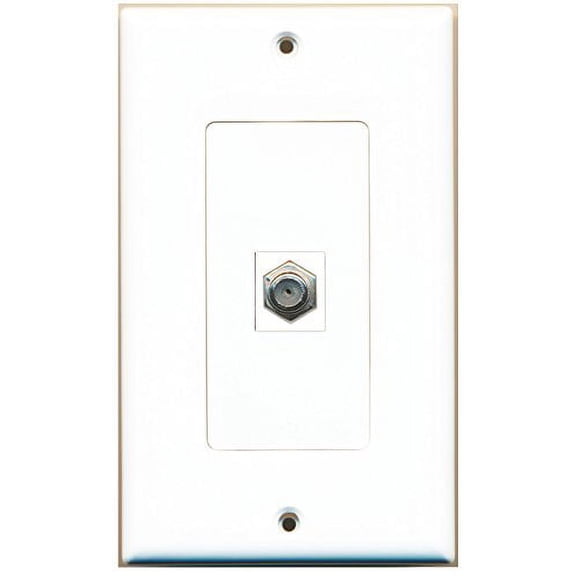 RiteAV 1 Port Coax Cable TV F Type Offset Coupler Keystone Jack Wall Plate
