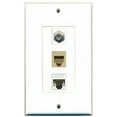 thumbnail image 1 of RiteAV 1 Port Coax Cable TV- F-Type Phone RJ11 RJ12 1 Port Cat5e Ethernet Wall Plate Oversized White, 1 of 1