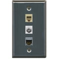 thumbnail image 1 of RiteAV - 1 Port Coax Cable TV- F-Type Phone RJ11 RJ12 and Shielded Cat6 Ethernet Wall Plate - Stainless Steel, 1 of 1